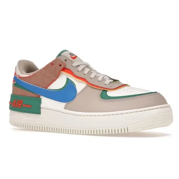 Nike Air Force 1 Low Shadow Sail Signal Blue Green Women's Sneaker - Picture 3 of 9